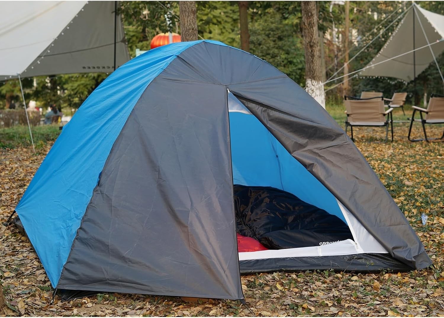 2 Person Camping Tent Set Sleeping Bags Mats Lantern Kit