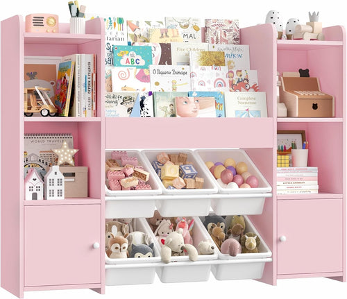 Kids 4-Tier Toy Organizer & Bookshelf with 6 Removable Boxes 119x29.5x94cm