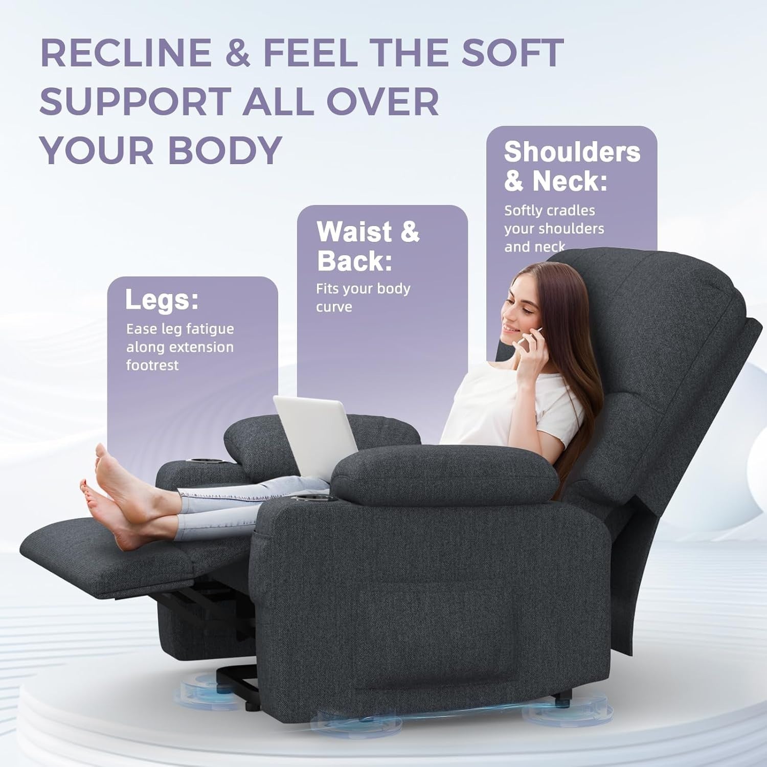 Electric Lift Recliner Chair Massage Heat Oversized w/ USB Type-C Footrest