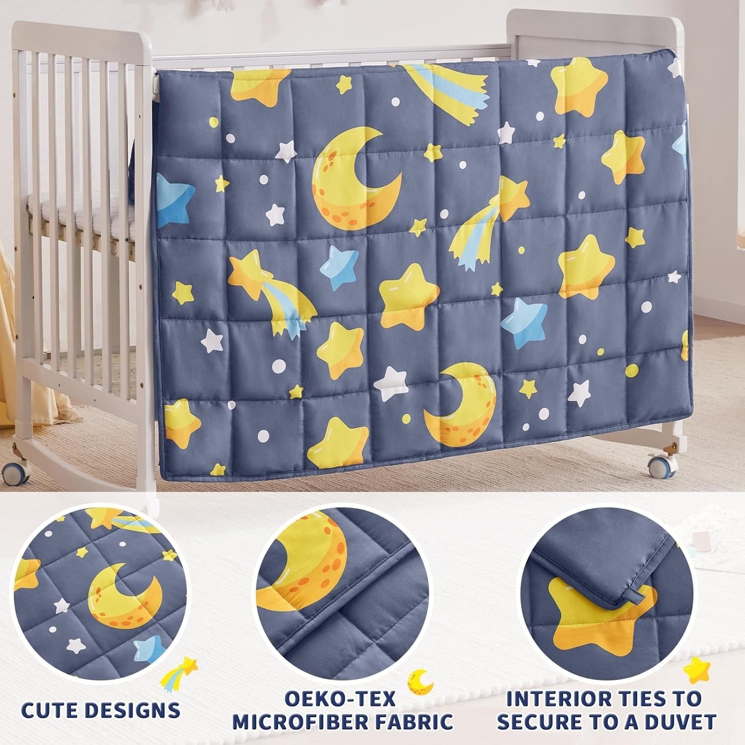 Kids Weighted Blanket 40x60in 7lbs Breathable Cooling Throw Grey Moon