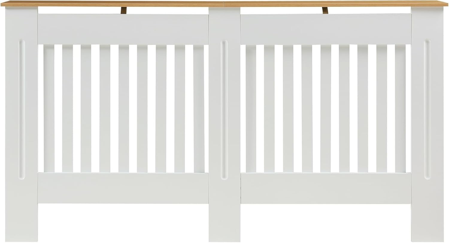 White Radiator Cover Cabinet with Drawers Modern MDF Storage Shelf, Large