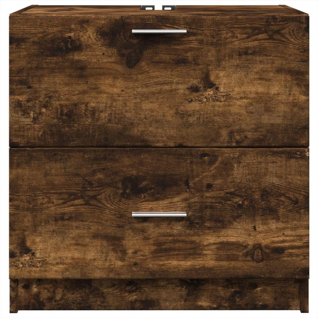 Smoked Oak Bathroom Sink Cabinet 59x37x59cm Modern Under Sink Storage Unit