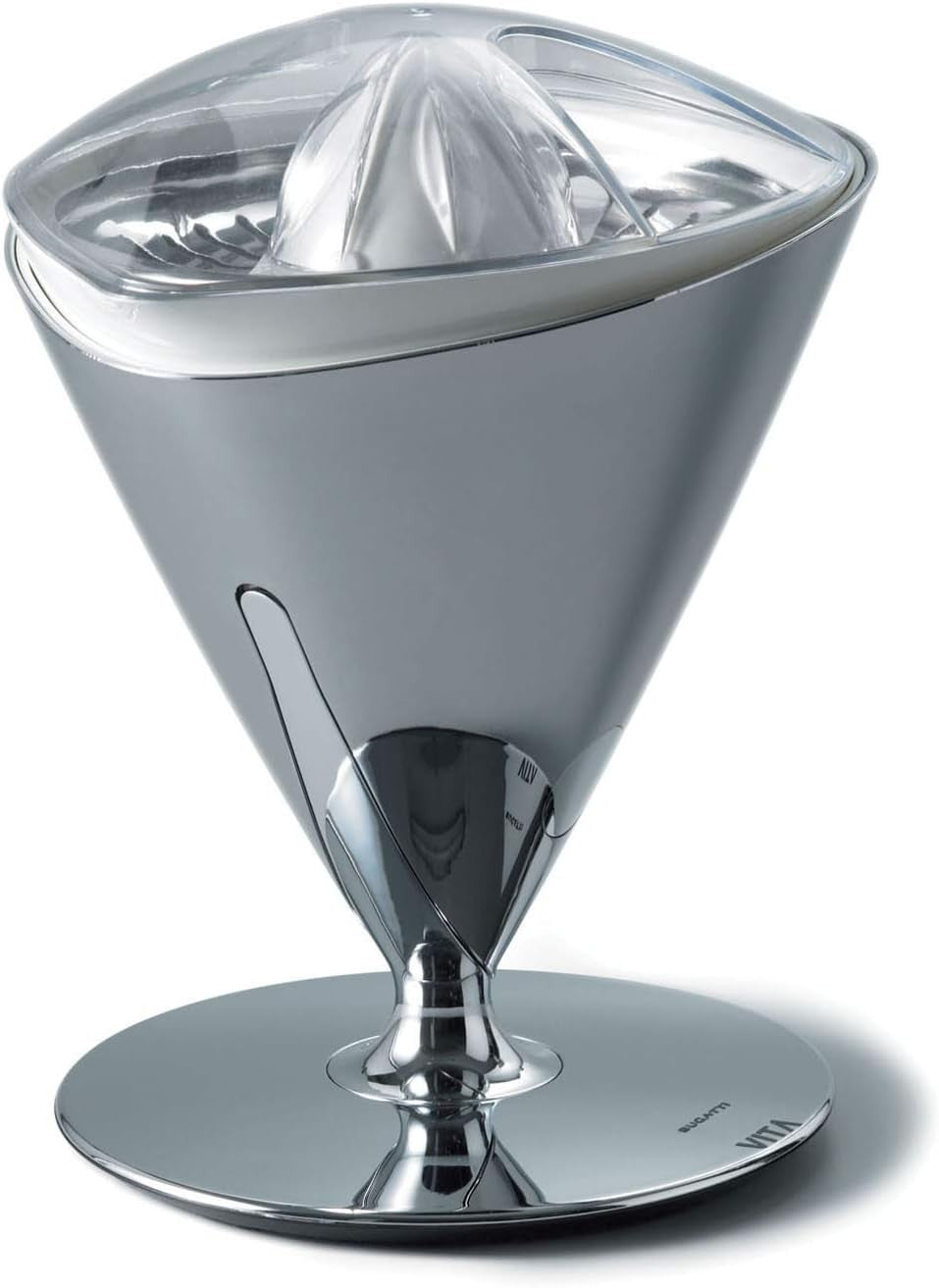 Electric Citrus Juicer Chrome Quiet Motor Dual Cones 0.6L Stainless Filter