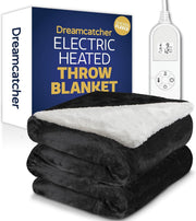 Electric Heated Throw Blanket 160x120cm Sherpa Fleece 9 Heat Timer Washable