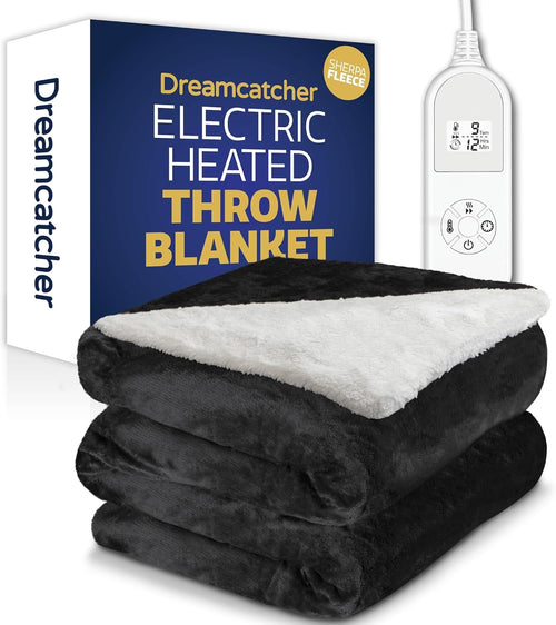 Electric Heated Throw Blanket 160x120cm Sherpa Fleece 9 Heat Timer Washable