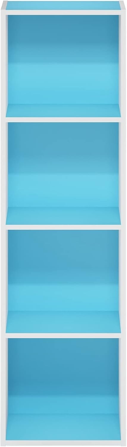 4 Cube Bookcase Small Storage Shelf Compact Organizer Bookshelf Display Blue