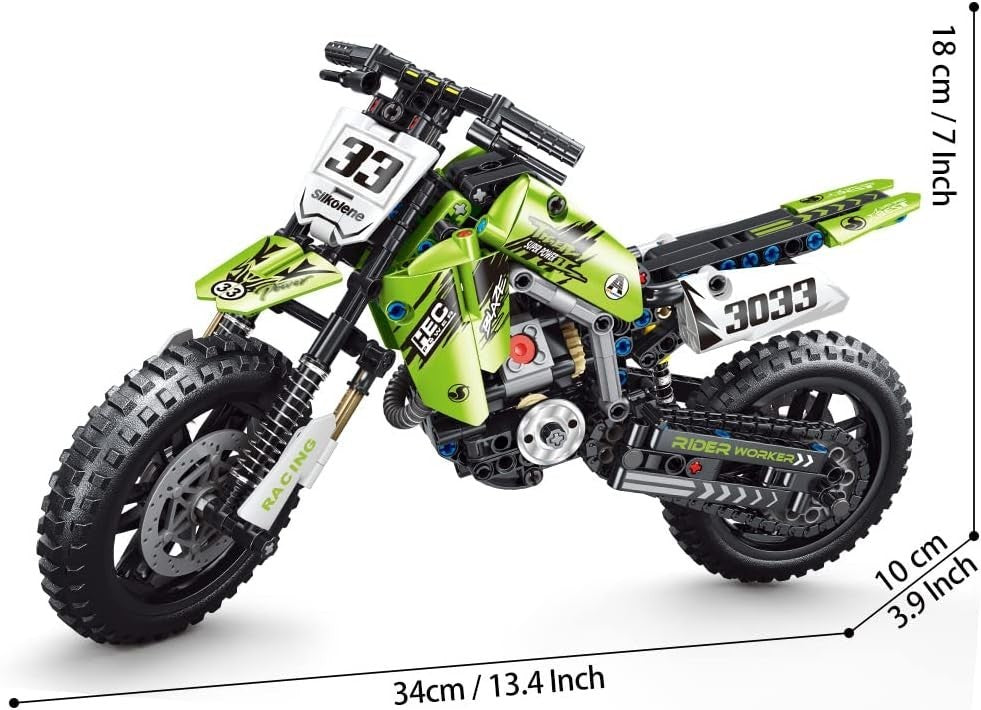 476PCS Dirt Bike Building Kit | Realistic Motorcycle Model | STEM Gift for Kids