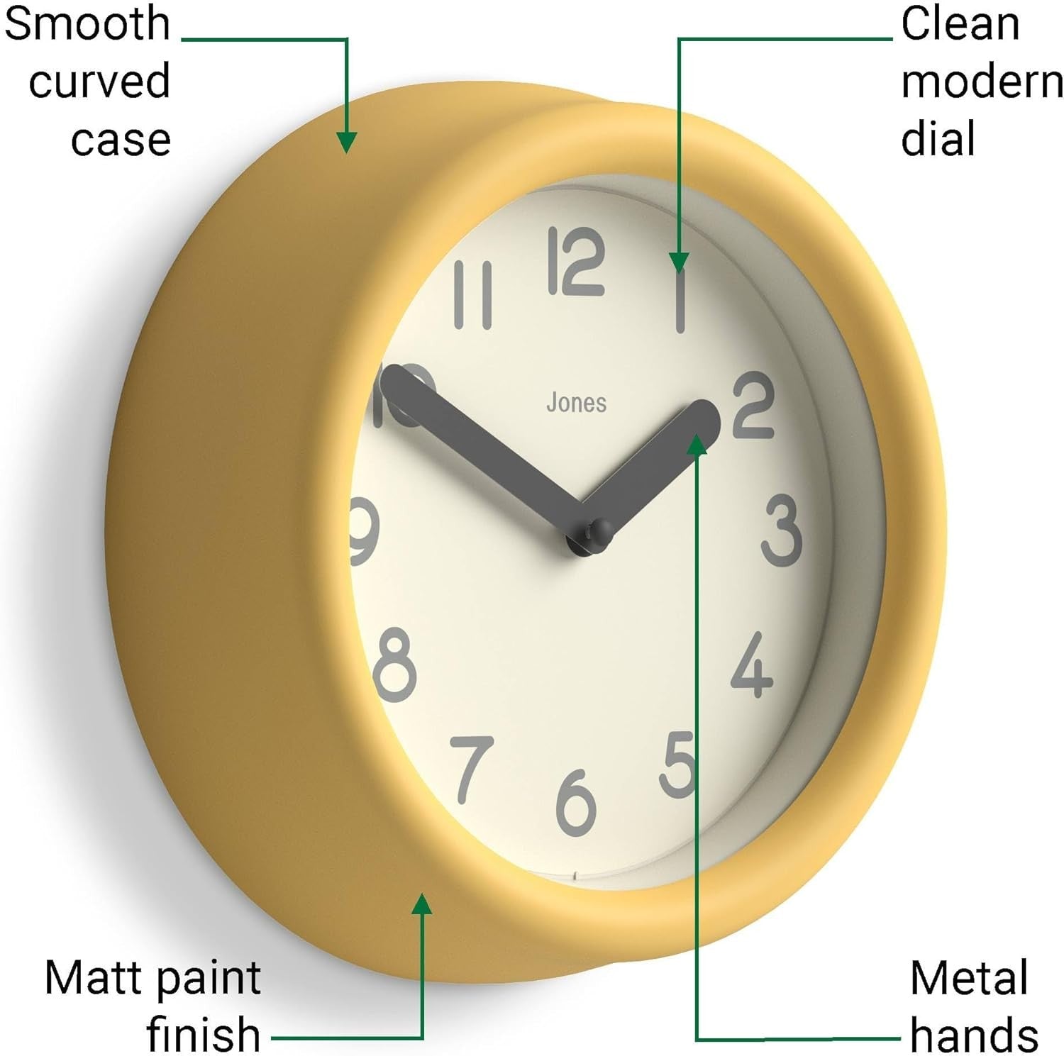 Small Yellow Wall Clock 22cm Modern Silent Quartz Round Minimalist Home Decor