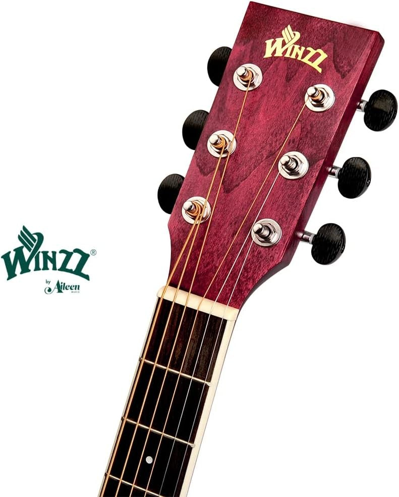 40" Acoustic Guitar Starter Kit Red Cutaway Steel String w/ Stand