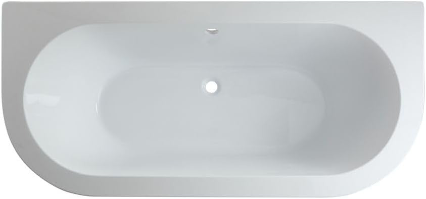 1685x780mm Double Ended Freestanding Back to Wall Bath White Acrylic w/ Copper