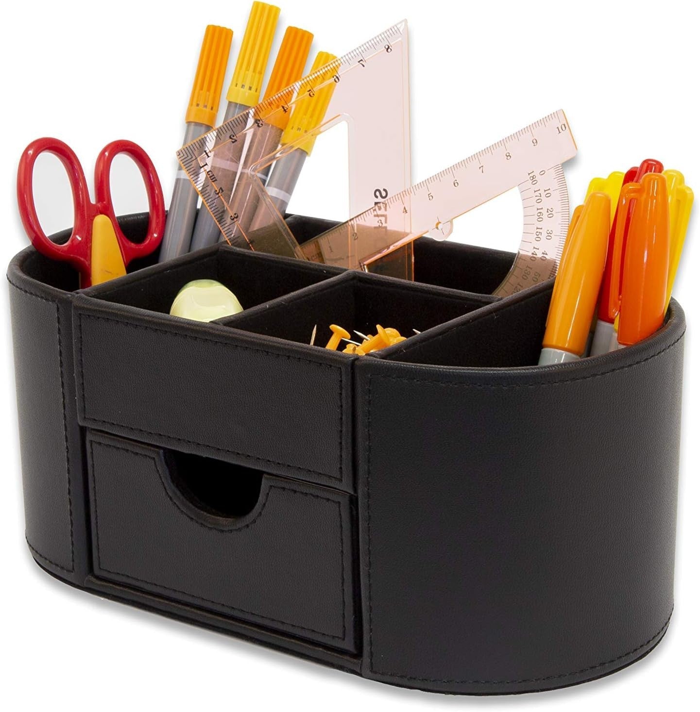 Faux Leather Desk Organiser 6 Compartments Drawer Tidy 18-Pack