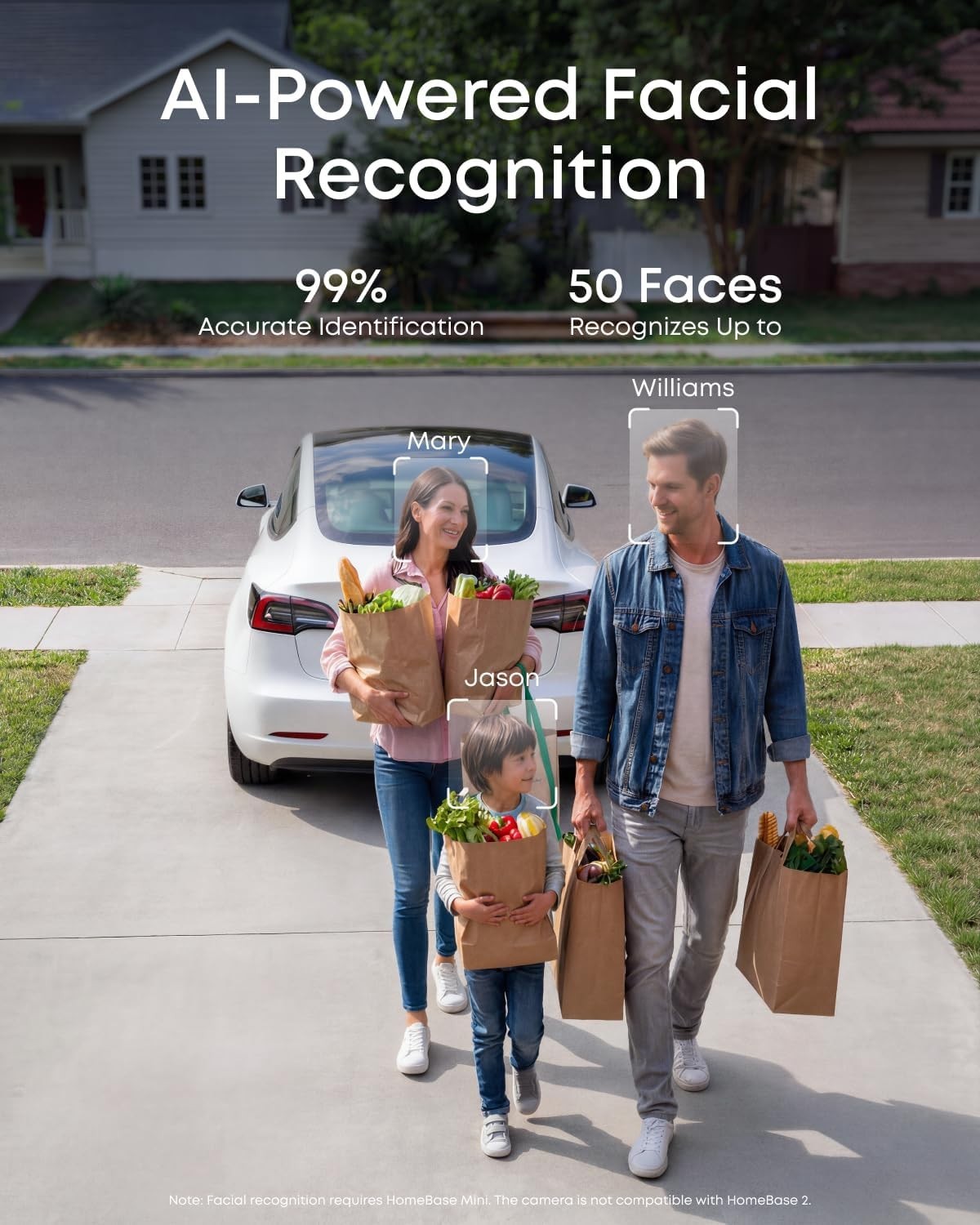 2 Pack Wireless Security Cameras AI Facial Recognition Night Vision