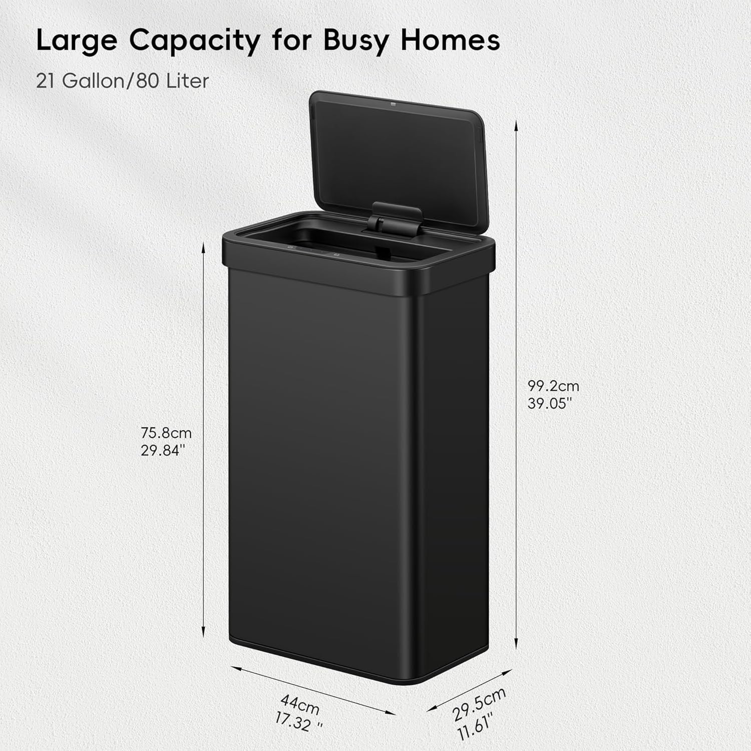 21 Gallon 80L Motion Sensor Kitchen Bin Stainless Steel Soft Close