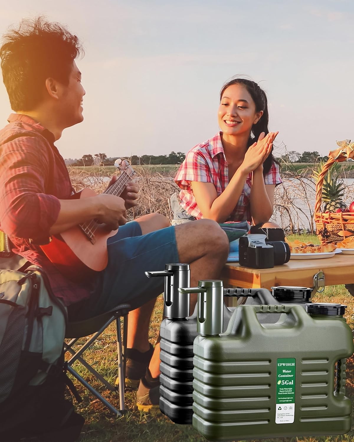 Portable 5 Gallon Water Jug with Electric Pump 19L Leakproof Camping Tank