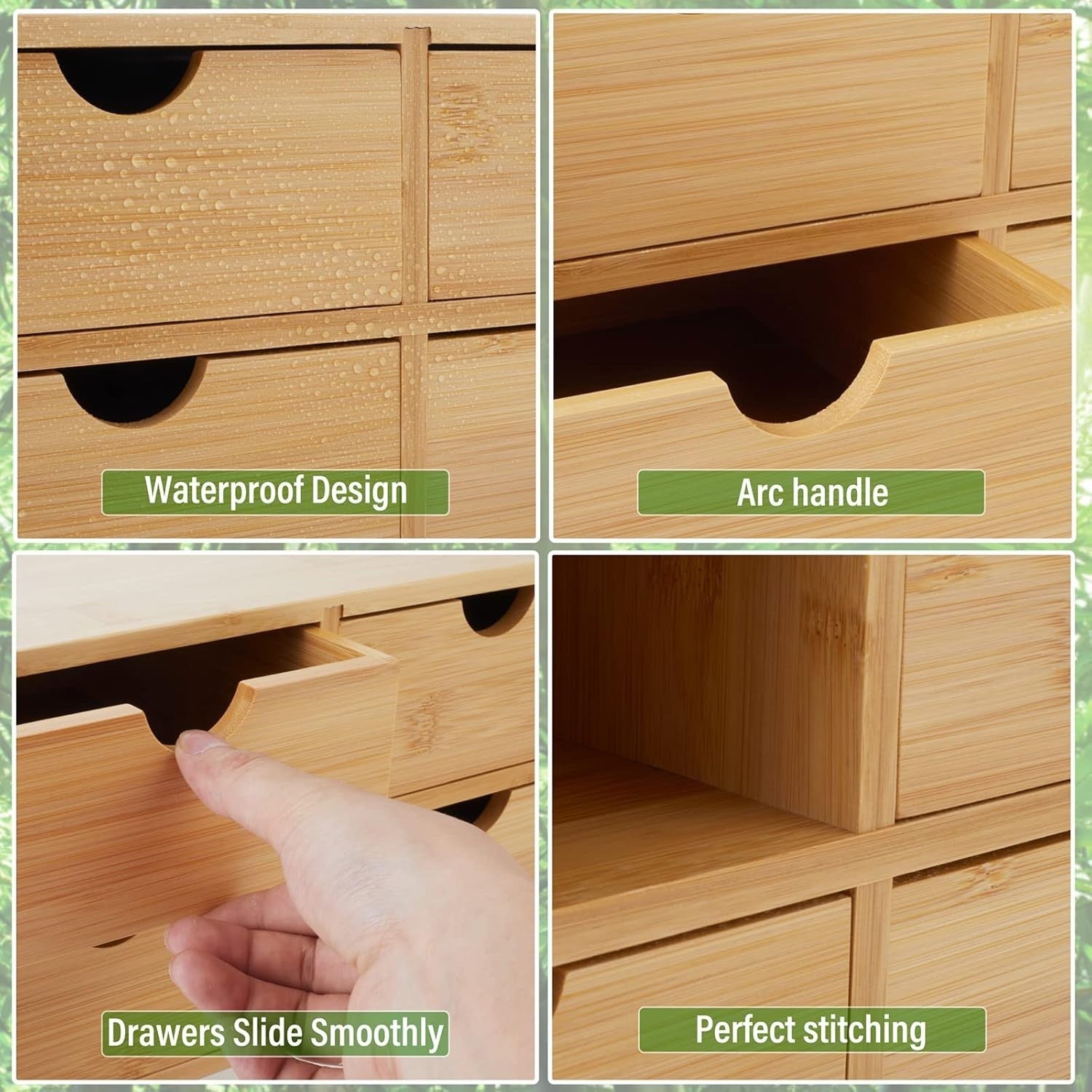 Bamboo Desk Organizer with 4 Drawers | Makeup, Office, Bathroom Storage