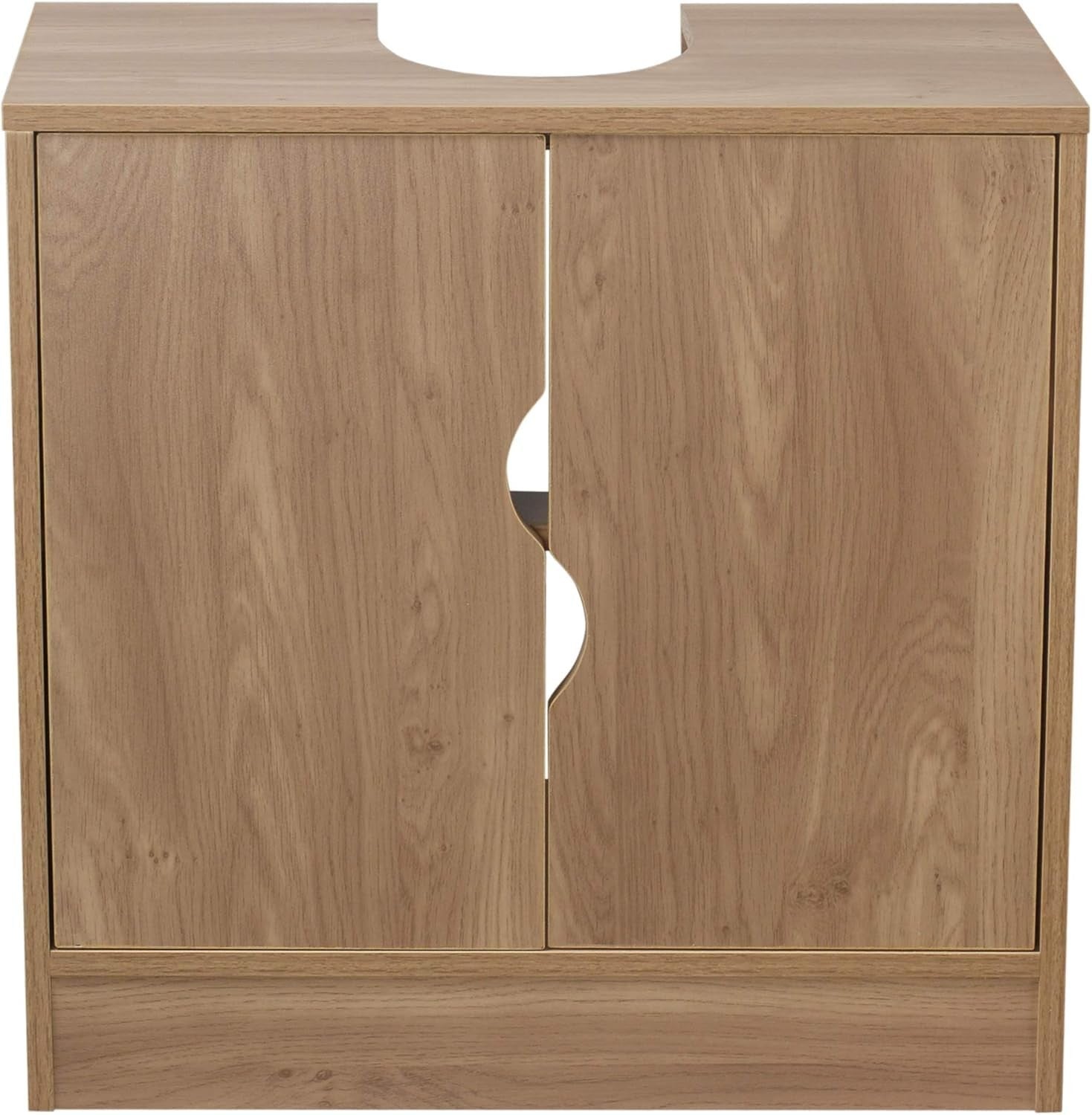 Modern Oak Under Sink Bathroom Cabinet Storage Unit 60cm – 2 Doors, Shelves