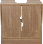 Modern Oak Under Sink Bathroom Cabinet Storage Unit 60cm – 2 Doors, Shelves