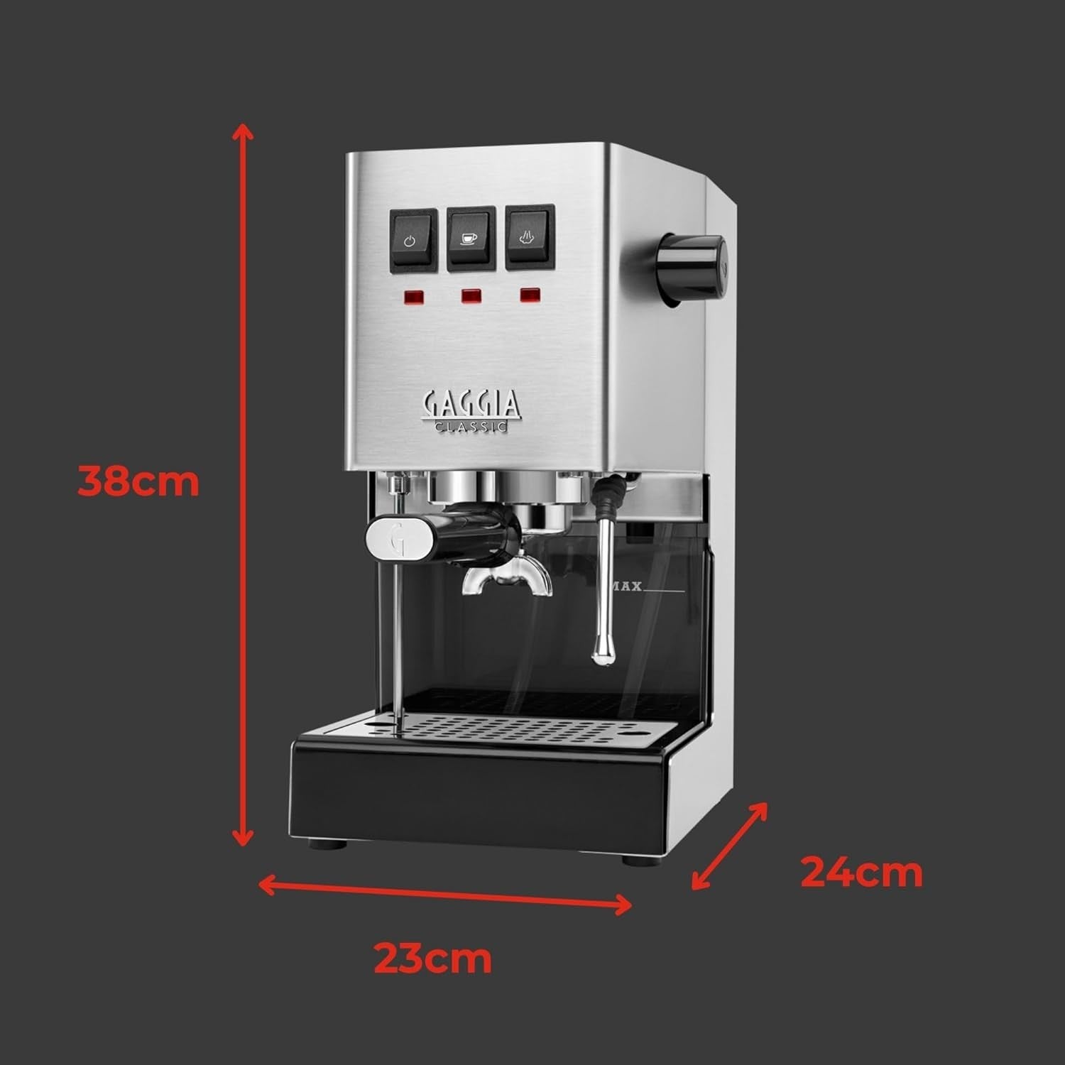 Pro Manual Espresso Machine | Brass Boiler | 1L Tank | Steam Wand 1425W
