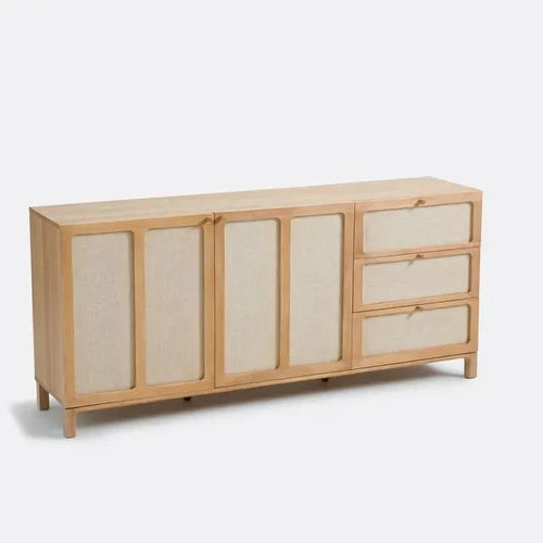Modern Ash Sideboard with Linen Doors & Drawers – 180cm Storage Unit