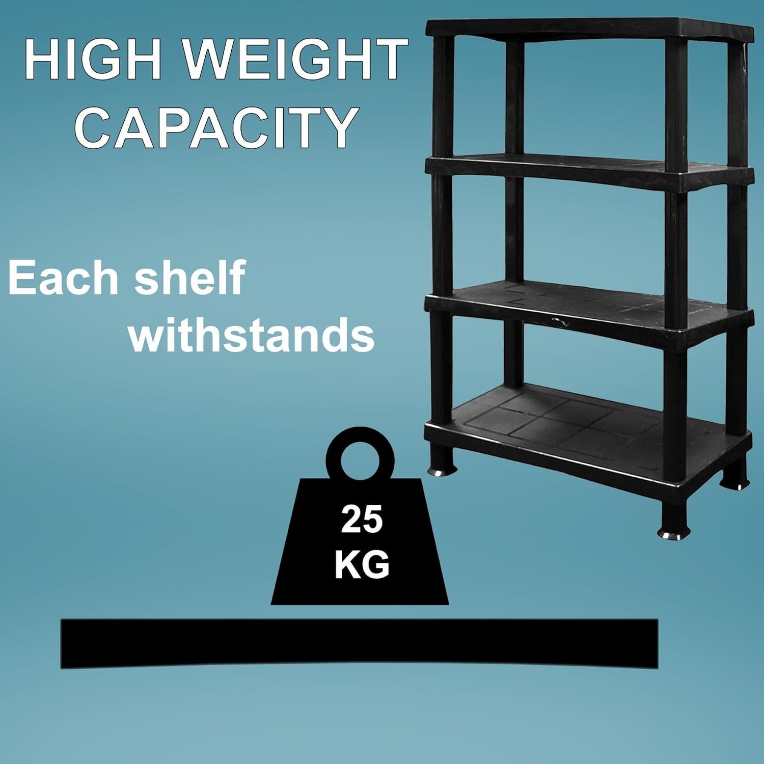 4-Tier Plastic Storage Shelf Heavy Duty 40D x 80W x 135H cm