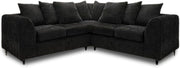 Black 2C2 Corner Sofa 5 Seater – L Shape Fabric Suite with Scatter Cushions