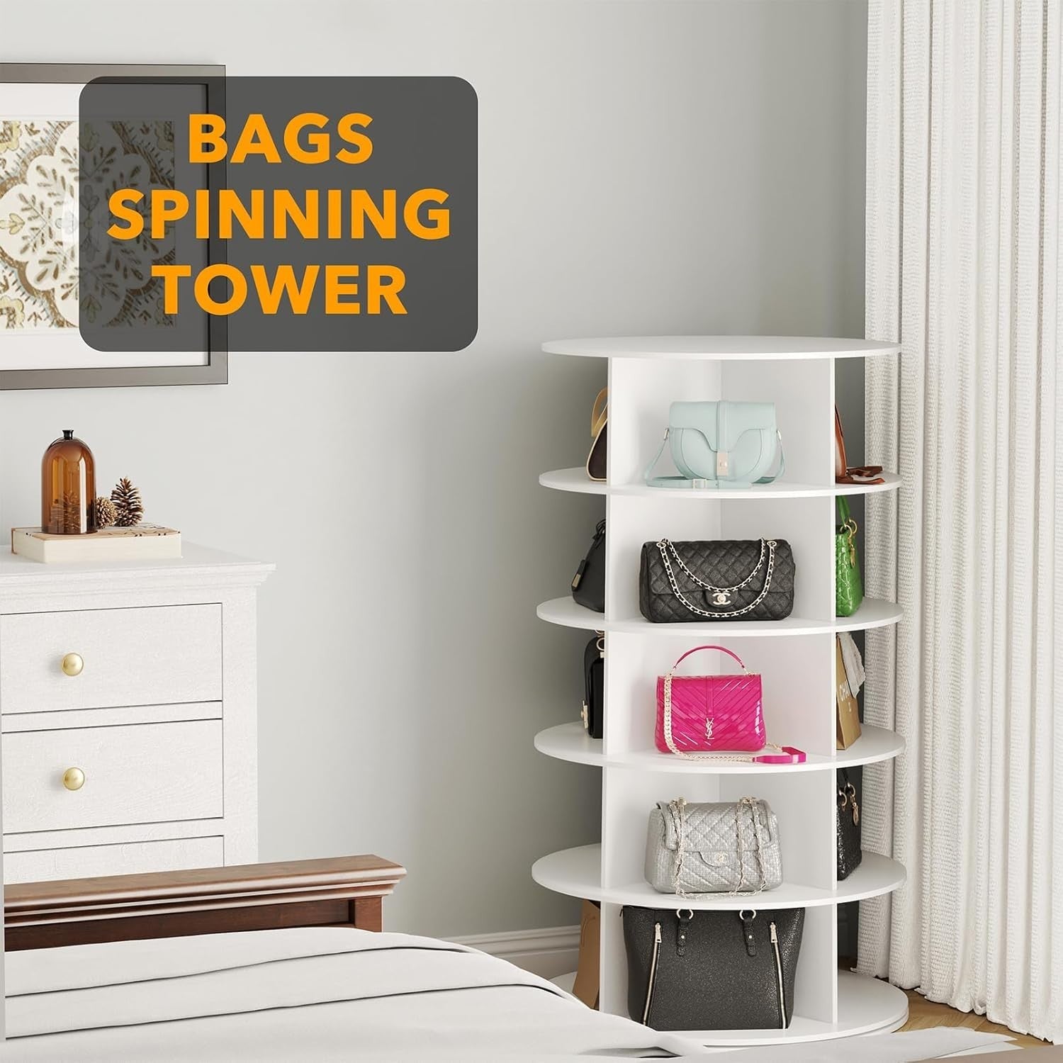 5-Tier Rotating Shoe Rack Tower, Space-Saving 360° Spinning Shoe Organizer