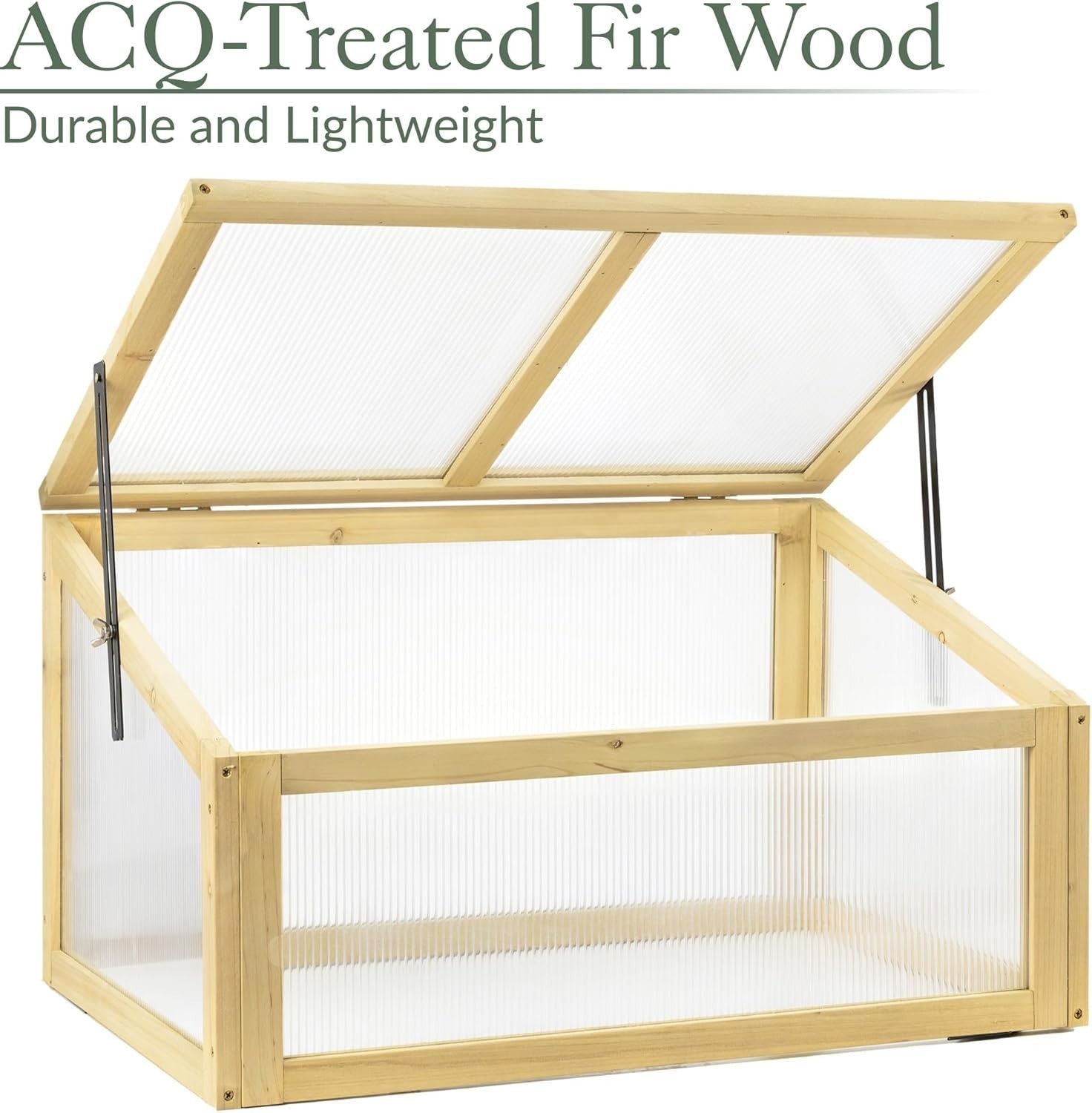 Raised Wooden Cold Frame Greenhouse 70x46x39cm UV-Stabilised Polycarbonate