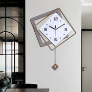 Modern Silent Wall Clock with Pendulum Large Quartz Battery Operated Decor