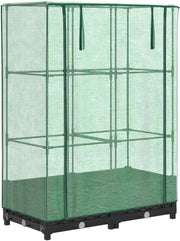 Raised Bed Planter with Greenhouse Cover 80x40x123cm | Rattan Look Polypropylene