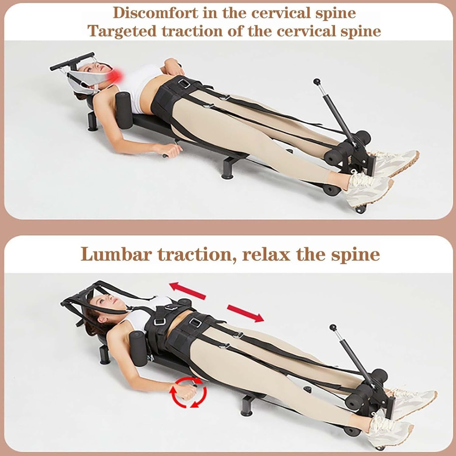 Cervical & Back Traction Table, Adjustable Bench, 150kg Capacity