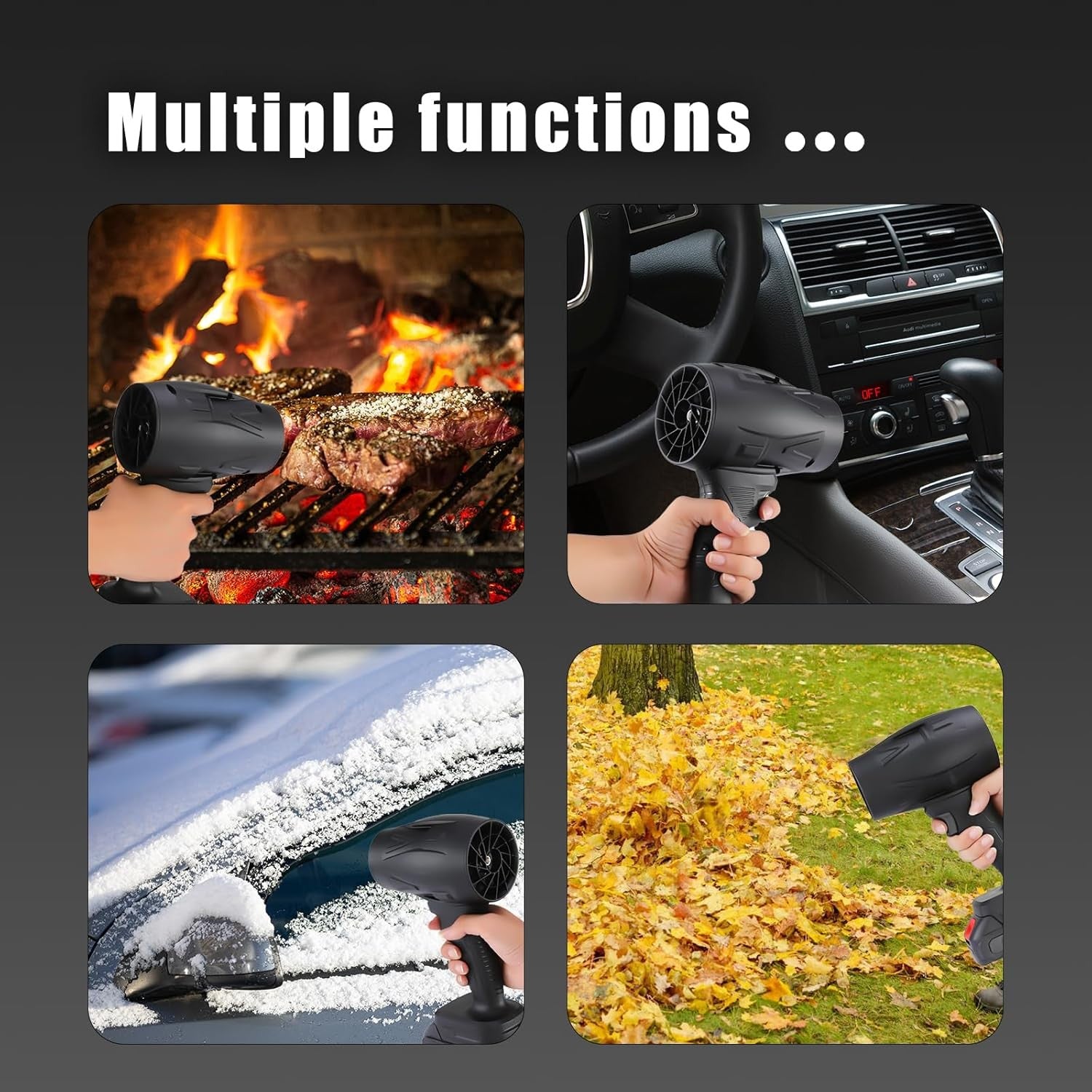 Cordless Mini Leaf Blower 130000RPM Handheld Electric Dust Cleaner 2 Batteries
