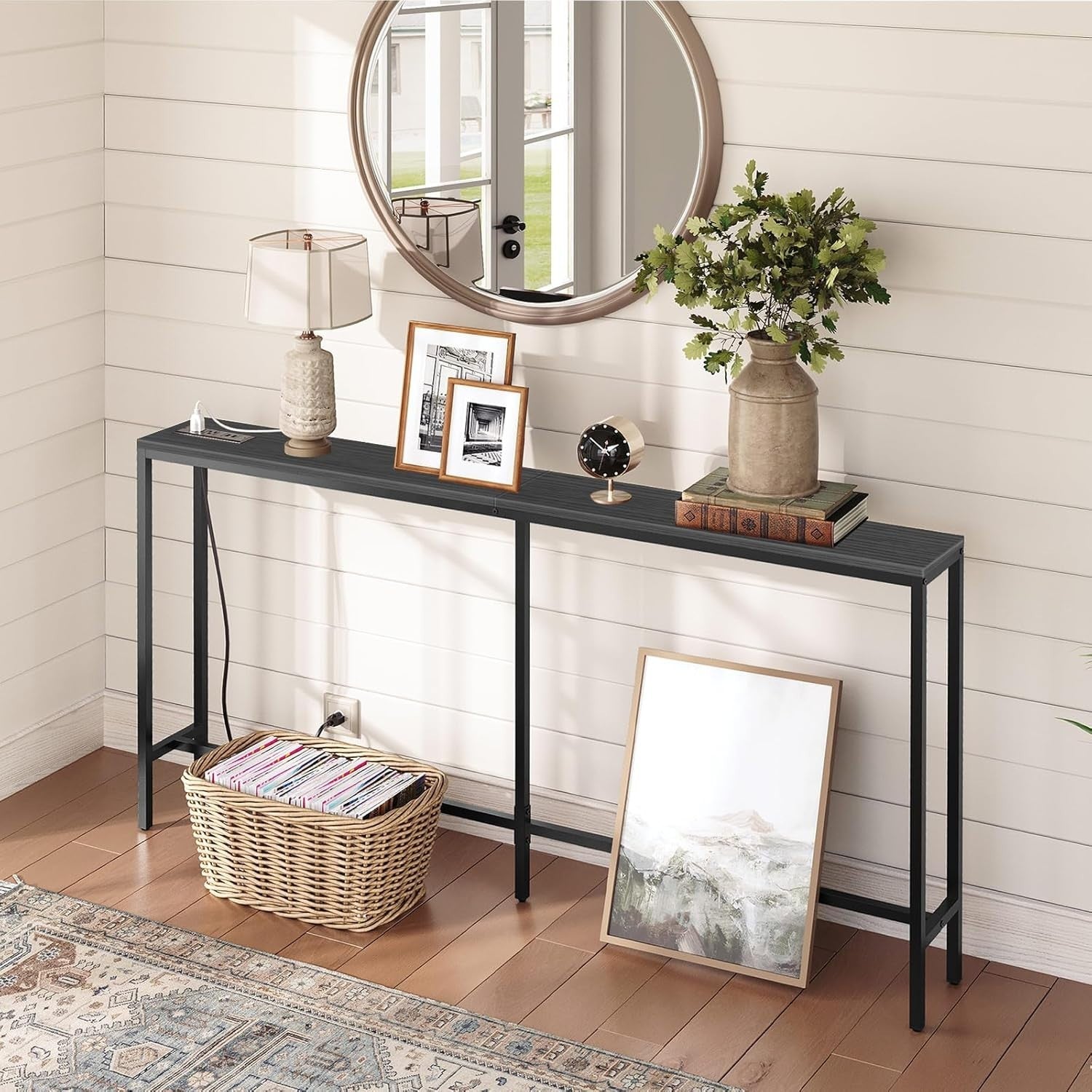 160cm Narrow Console Table with USB & Plug Sockets – Ideal for Hallway
