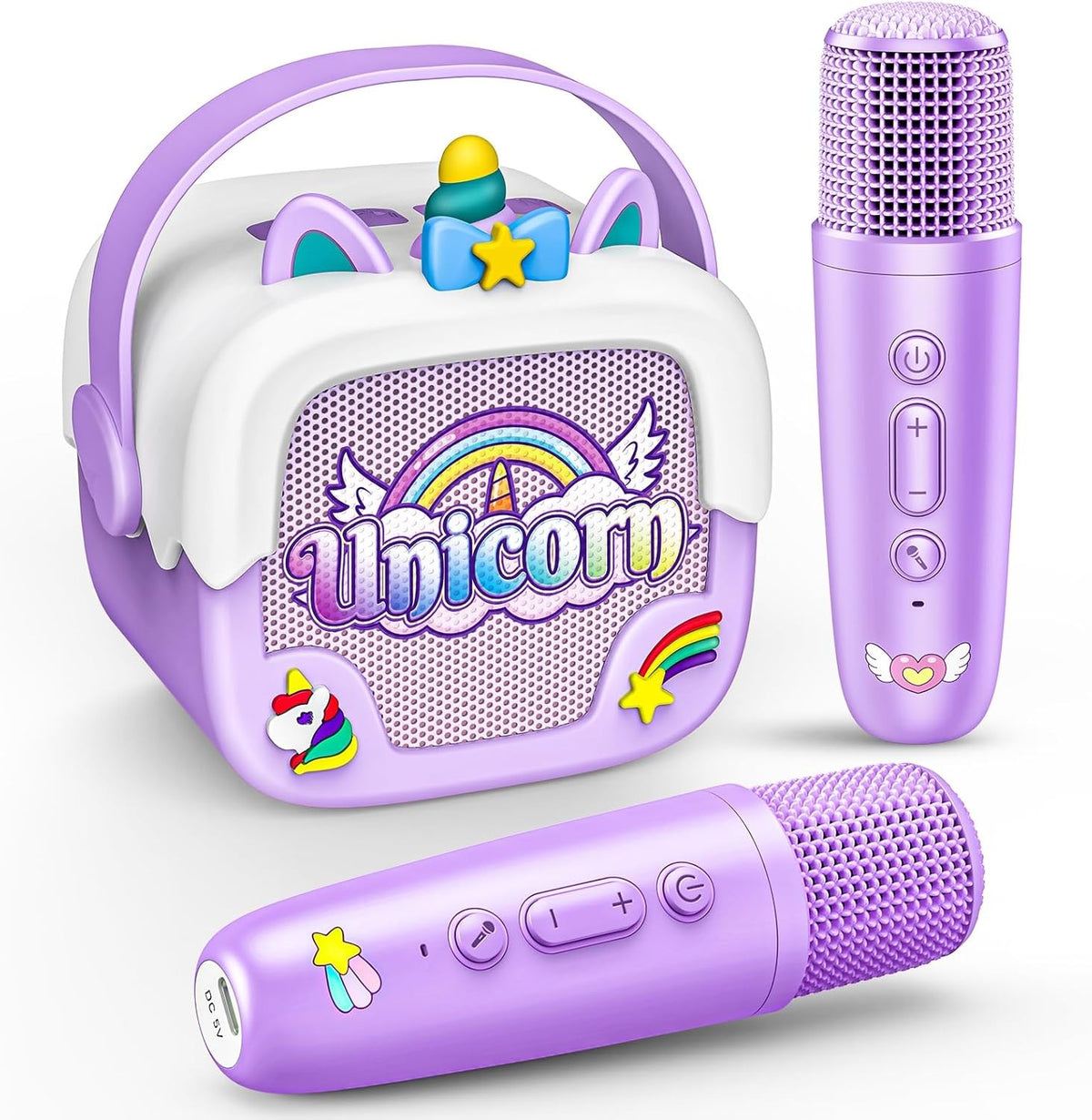 Purple Unicorn Kids Karaoke Machine with Mic Bluetooth
