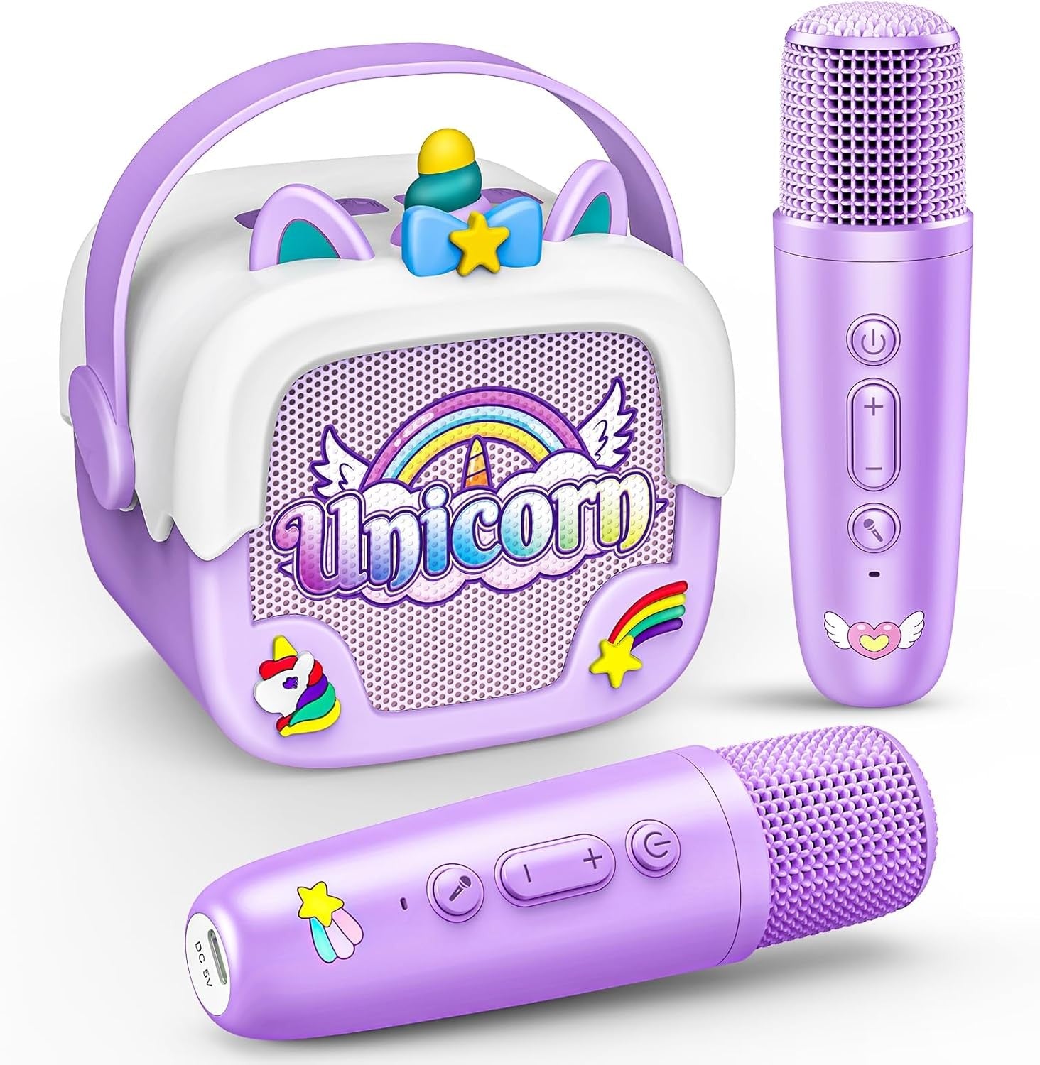 Purple Unicorn Kids Karaoke Machine with Mic Bluetooth