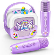 Purple Unicorn Kids Karaoke Machine with Mic Bluetooth