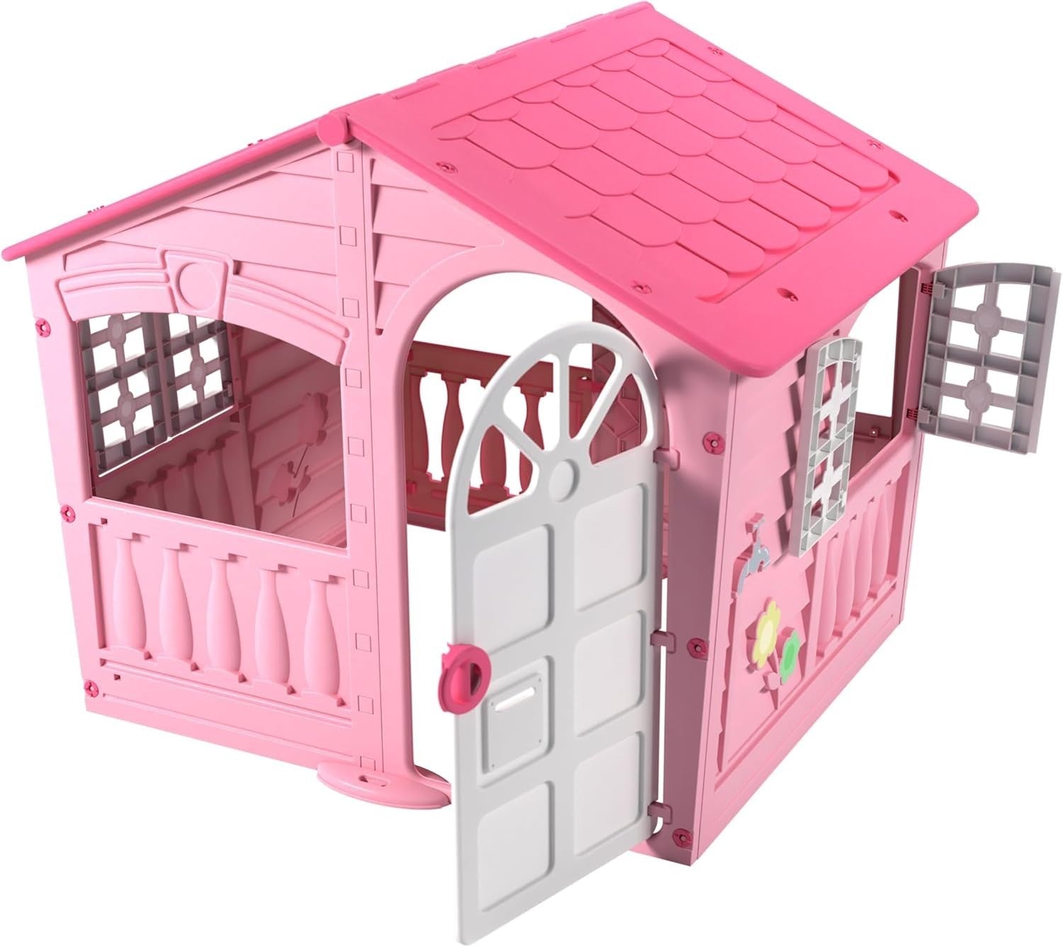 Kids Plastic Playhouse Pink Indoor Outdoor Garden House Ages 2+