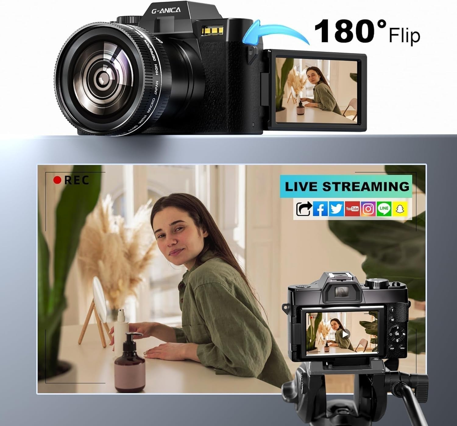 4K 48MP Vlogging Camera Wide Angle Macro Lens Zoom Camera Kit