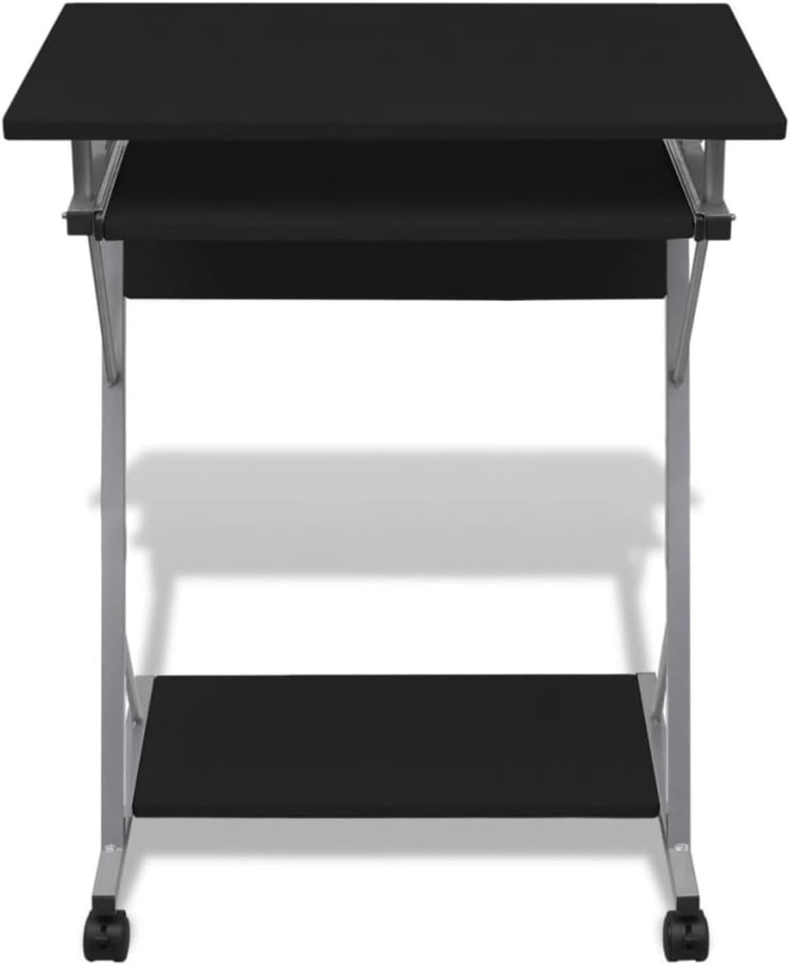 Compact Computer Desk with Wheels, Laptop & PC Work Table for Home Office Black