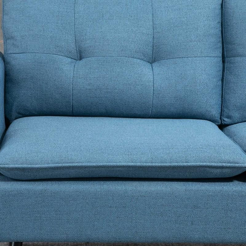2 Seater Sofa Dark Blue Fabric Couch Tufted Armchair for Small Spaces