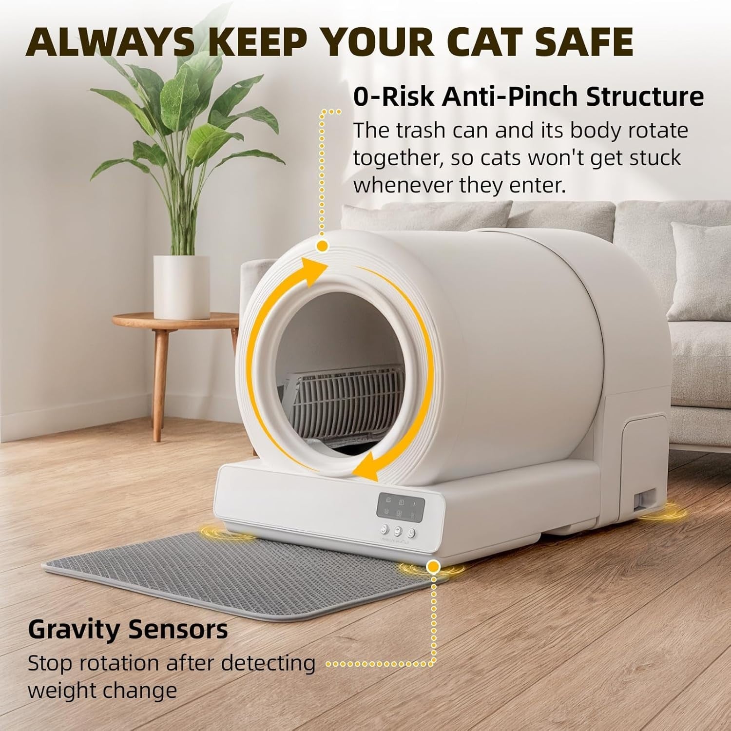 Self Cleaning Cat Litter Box 85L App Control Odor Free Auto Tray