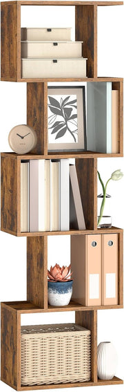 6-Tier Rustic Brown Bookcase Room Divider Modern Cube Storage Display Shelf 159