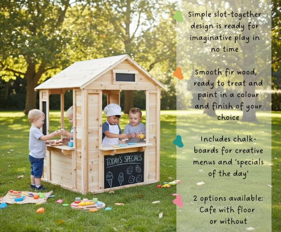 Wooden Kids Playhouse Café Shop Market Stall Indoor Outdoor