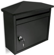Wall Mounted Lockable Mailbox Black Iron Weatherproof Post Box A4 Slot