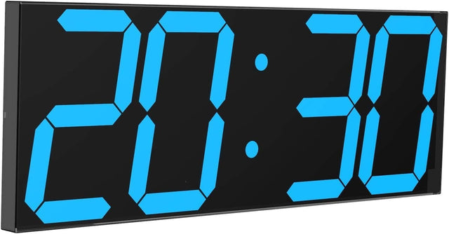 18" LED Wall Clock Blue Display Timer Thermometer Calendar USB Powered