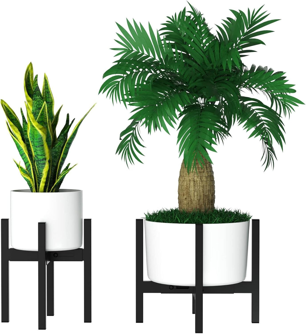 2x Adjustable Metal Plant Stand 23–35cm Tall Indoor Outdoor Flower Pot Holder