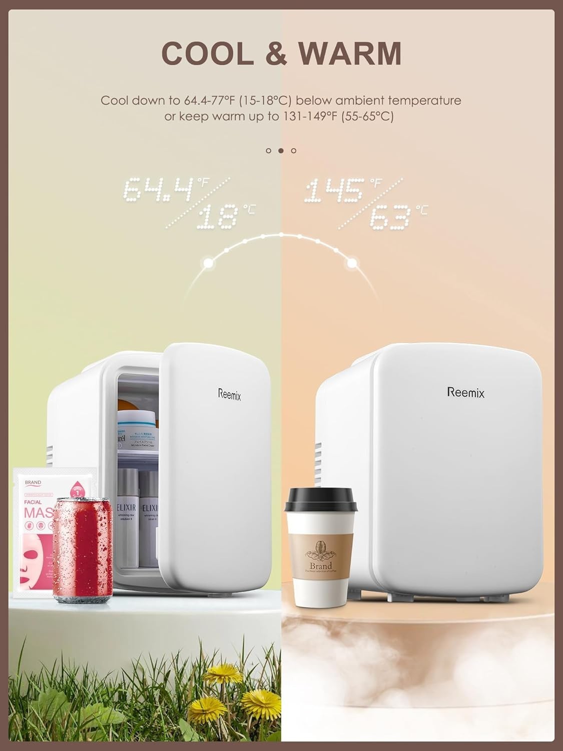 4L Mini Fridge Portable AC/DC Cooler Warmer Bedroom Car Pearlescent White