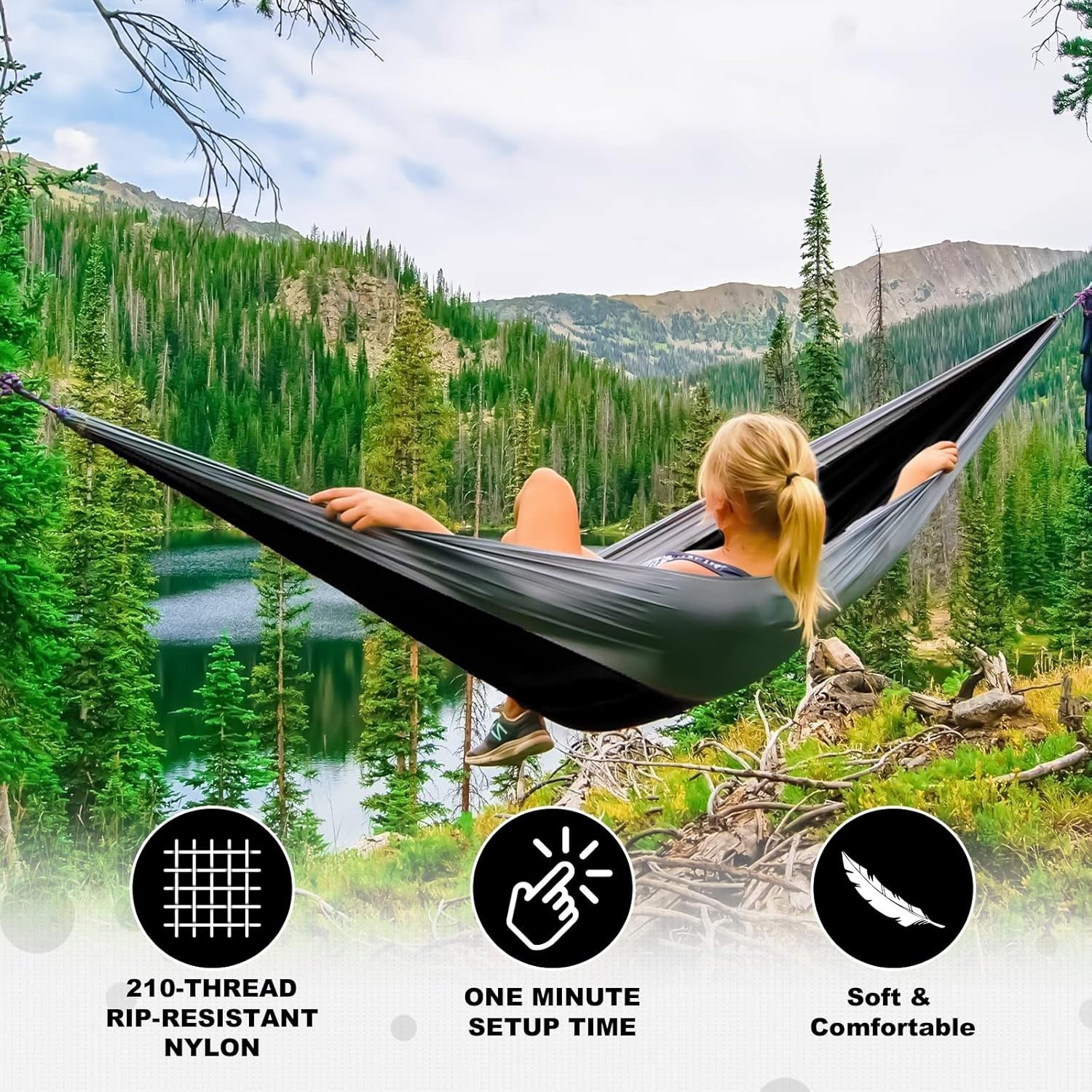 Heavy‑Duty Mosquito Net Hammock 290×140 cm + Tree Straps – 200‑300kg Load