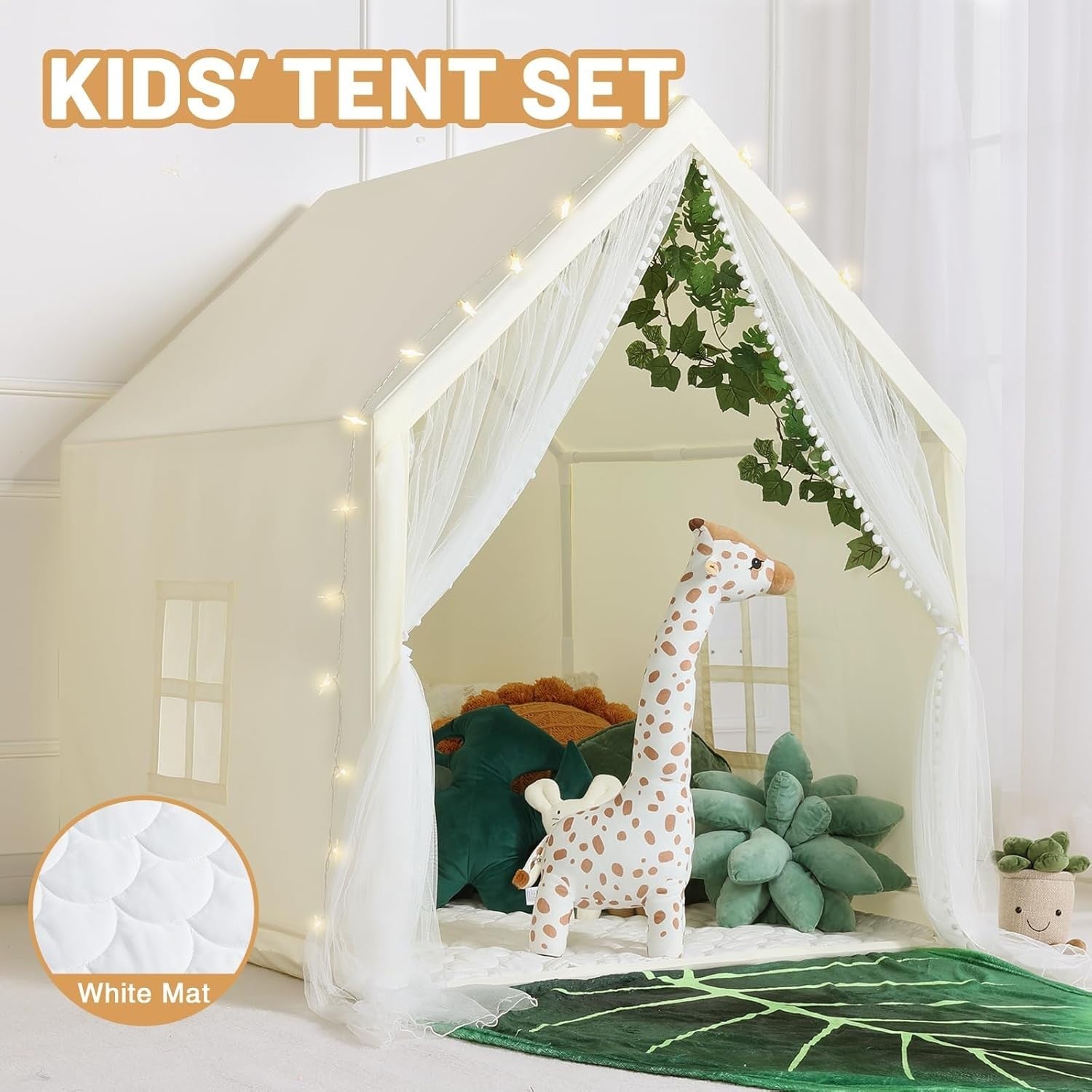 Large Kids Princess Play Tent Indoor Outdoor w Mat Toddler Playhouse