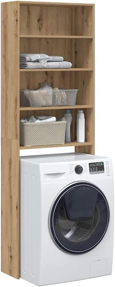 Tall Washing Machine Cabinet Over Toilet Storage Unit Oak Effect Shelving