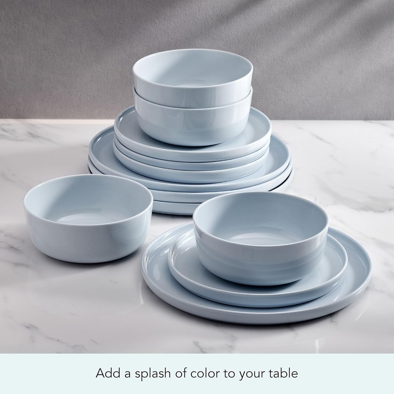 12pc Bone China Dinnerware Set Lightweight Plates Bowls Service for 4